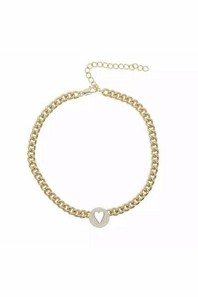Pave Heart Chain Necklace