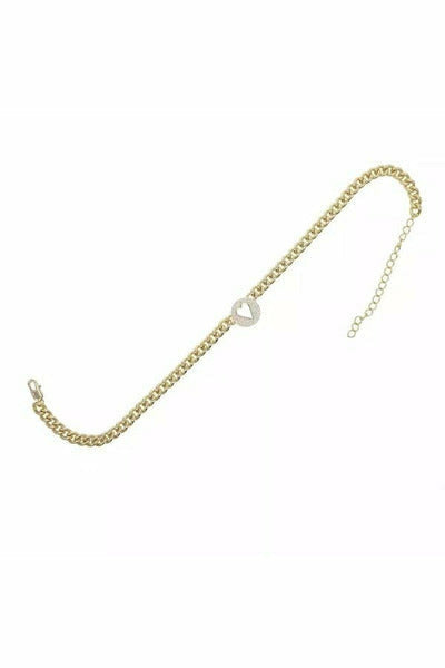 Pave Heart Chain Necklace