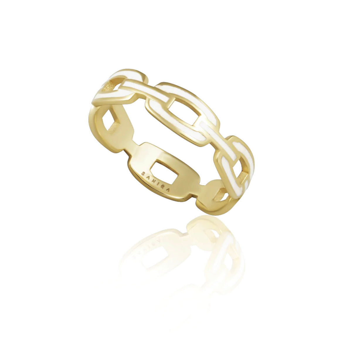 Enamel Link Ring - White