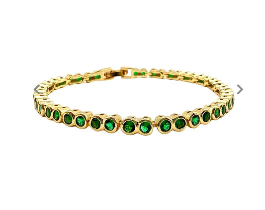 Bezel Tennis Bracelet -  Emerald